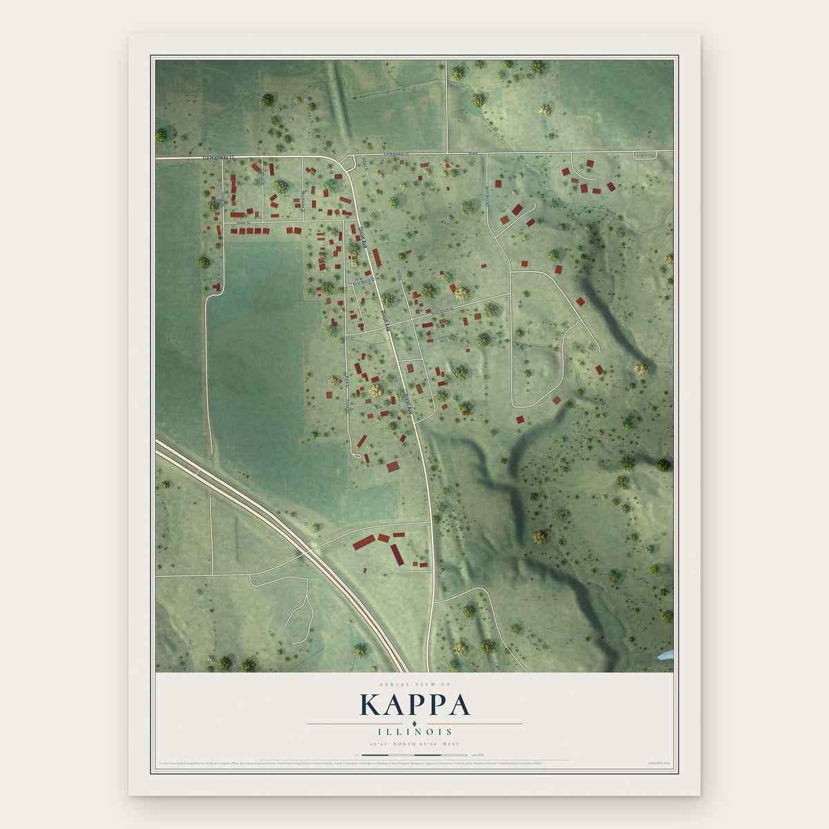 Kappa, Illinois map print, the full design