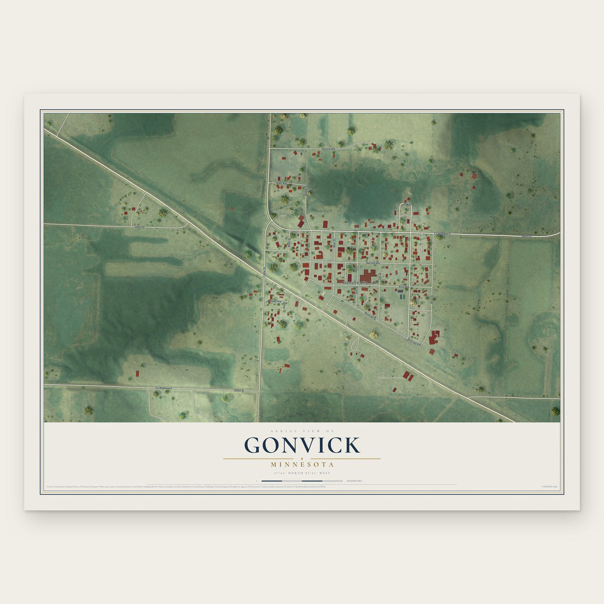Gonvick, Minnesota map print, the full design