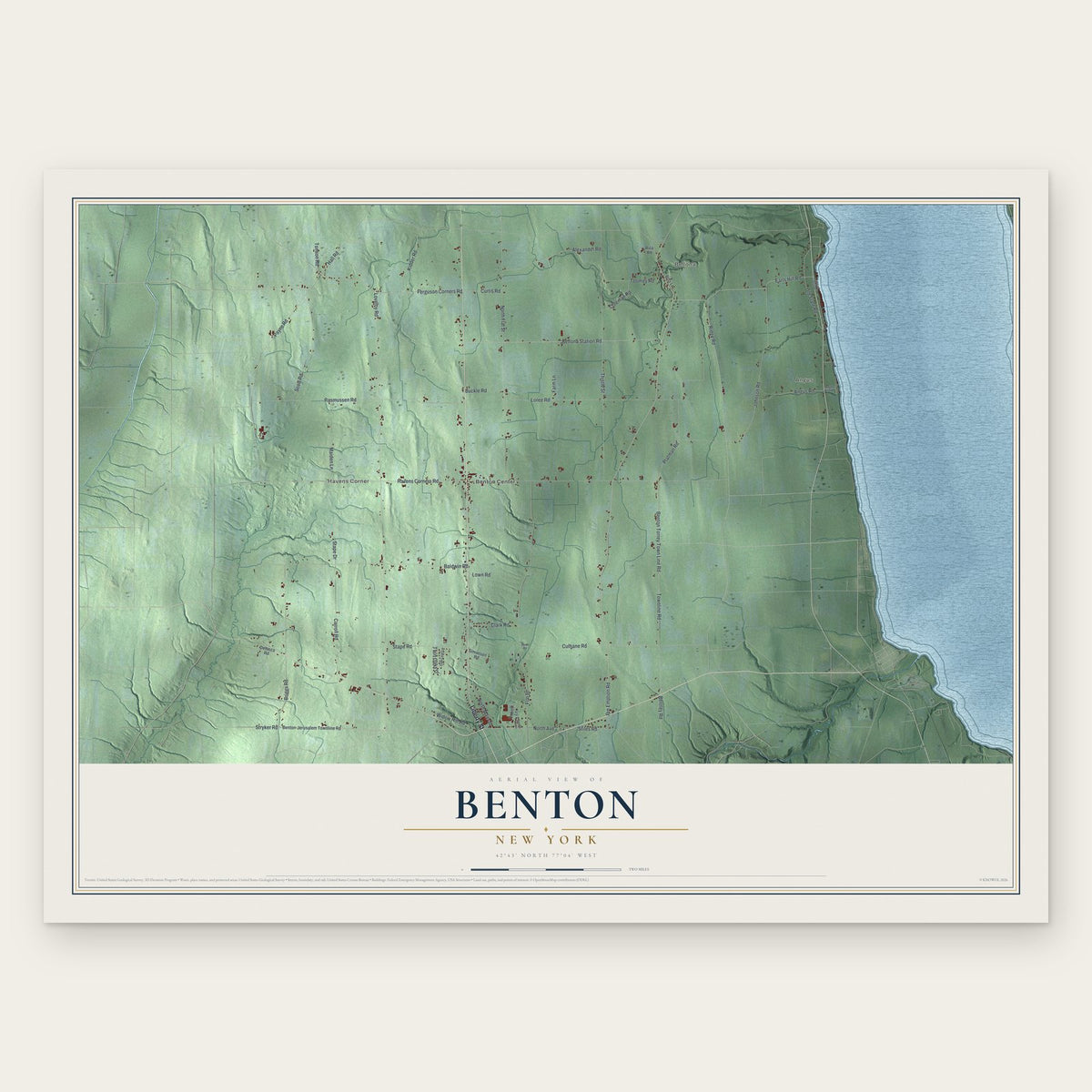 Benton, New York map print, the full design