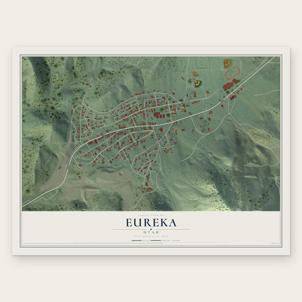 Eureka, Utah map print, the full design