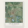 Spooner, Wisconsin map print, the full design