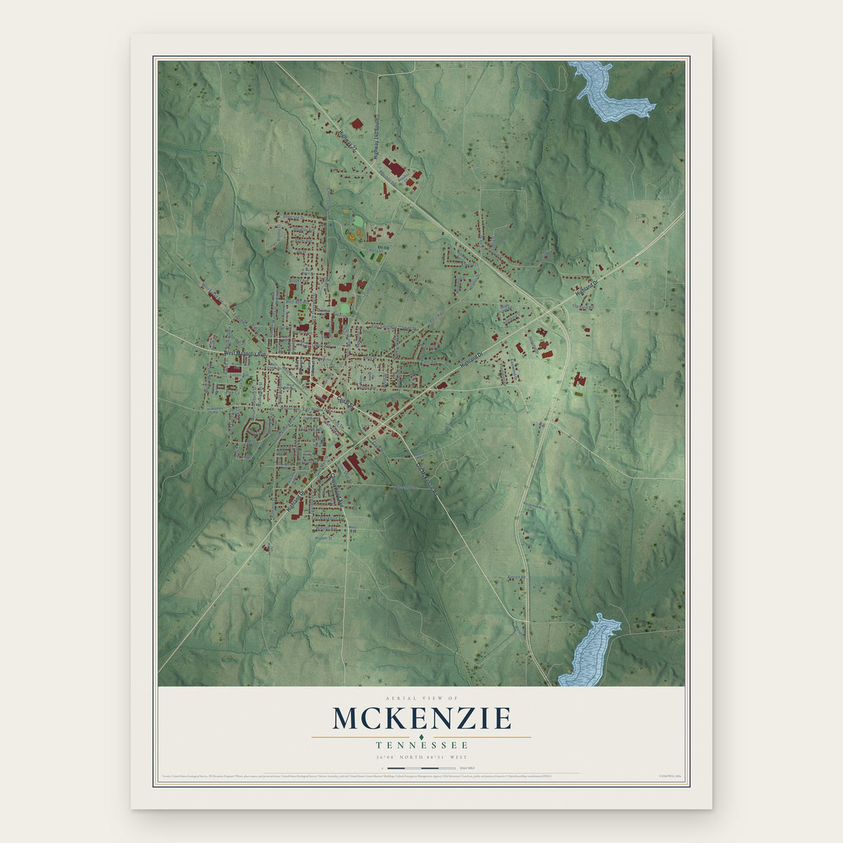 McKenzie, Tennessee map print, the full design
