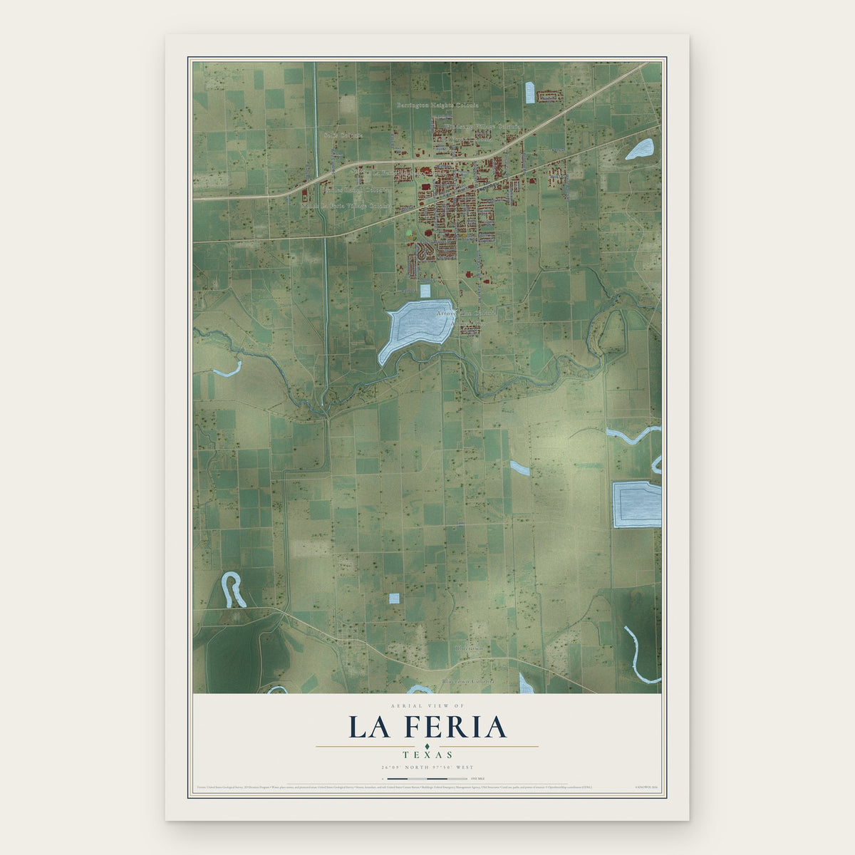 La Feria, Texas map print, the full design