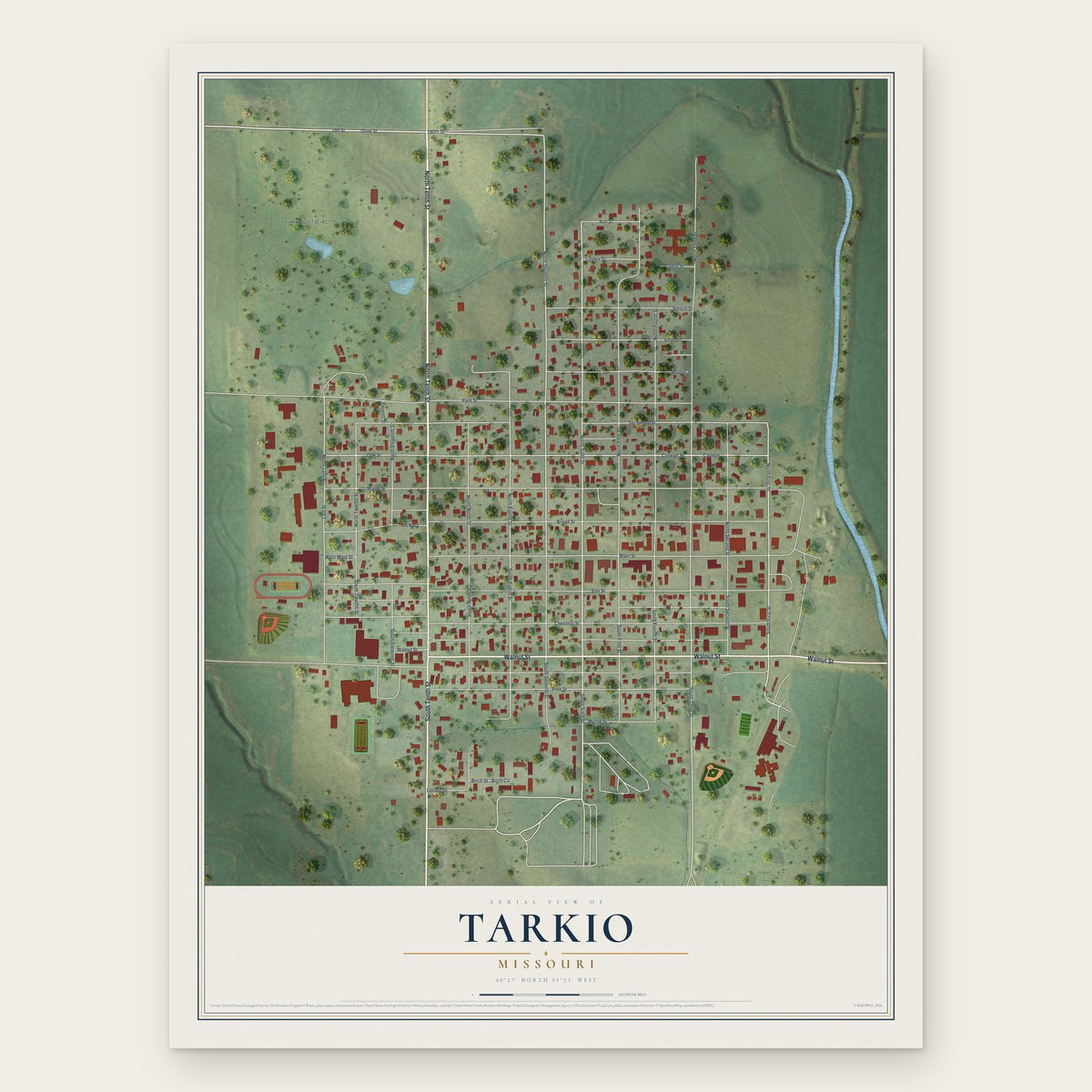 Tarkio, Missouri map print, the full design