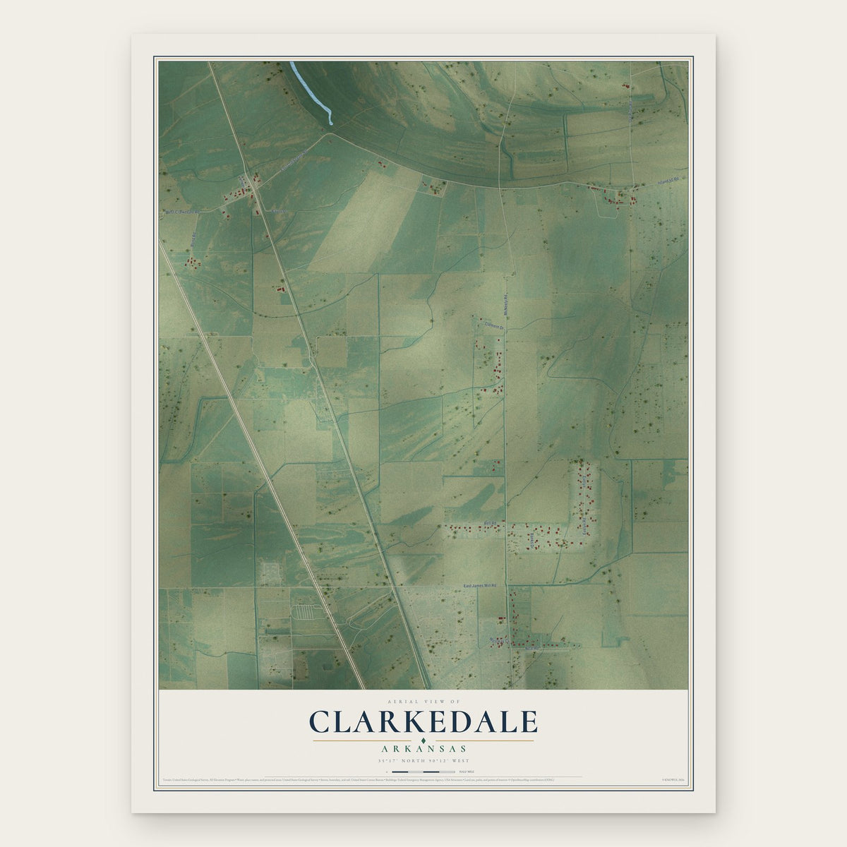 Clarkedale, Arkansas map print, the full design
