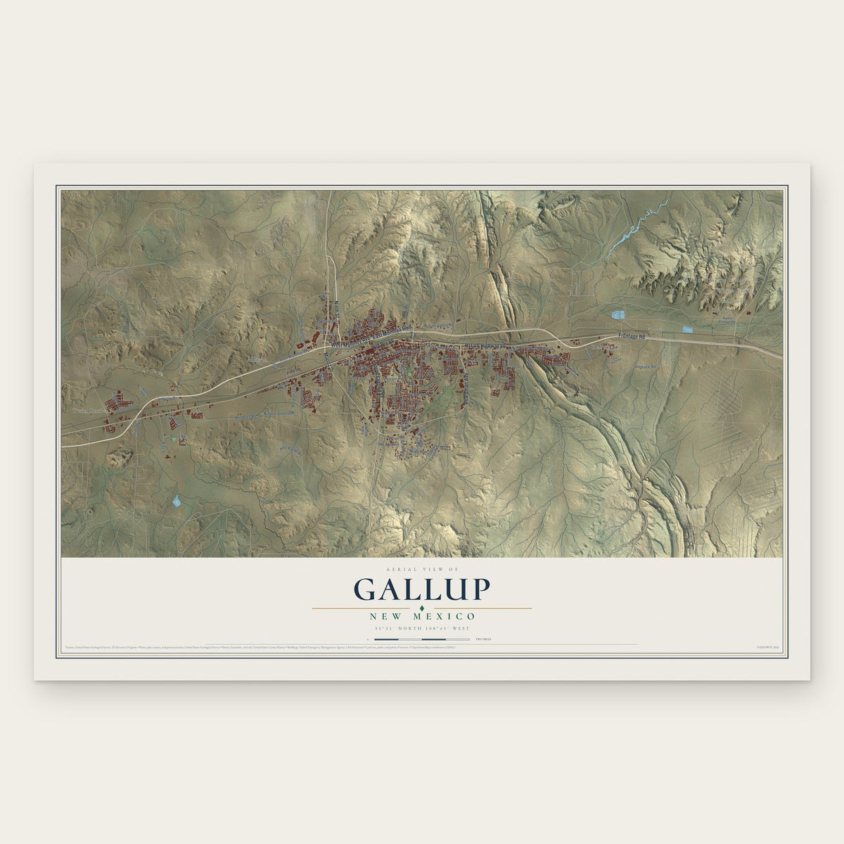 Gallup, New Mexico map print, the full design