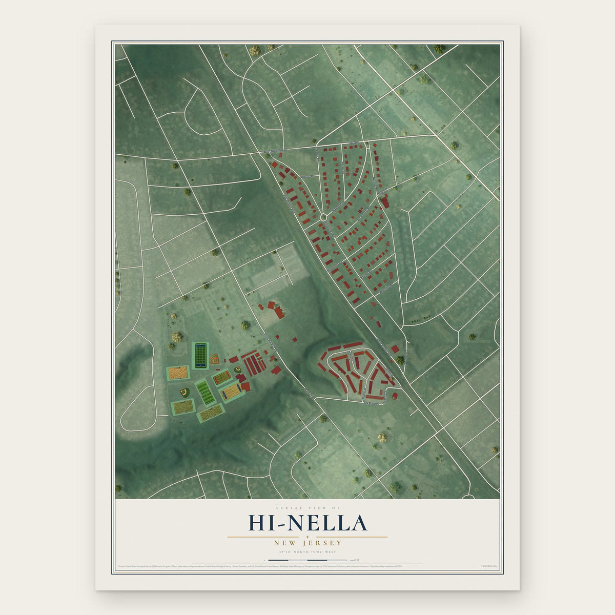 Hi-Nella, New Jersey map print, the full design