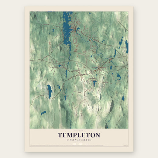 Templeton, Massachusetts map print, the full design