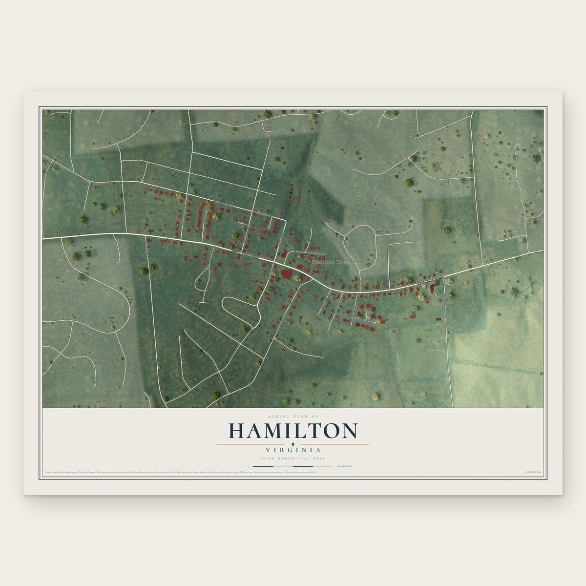 Hamilton, Virginia map print, the full design