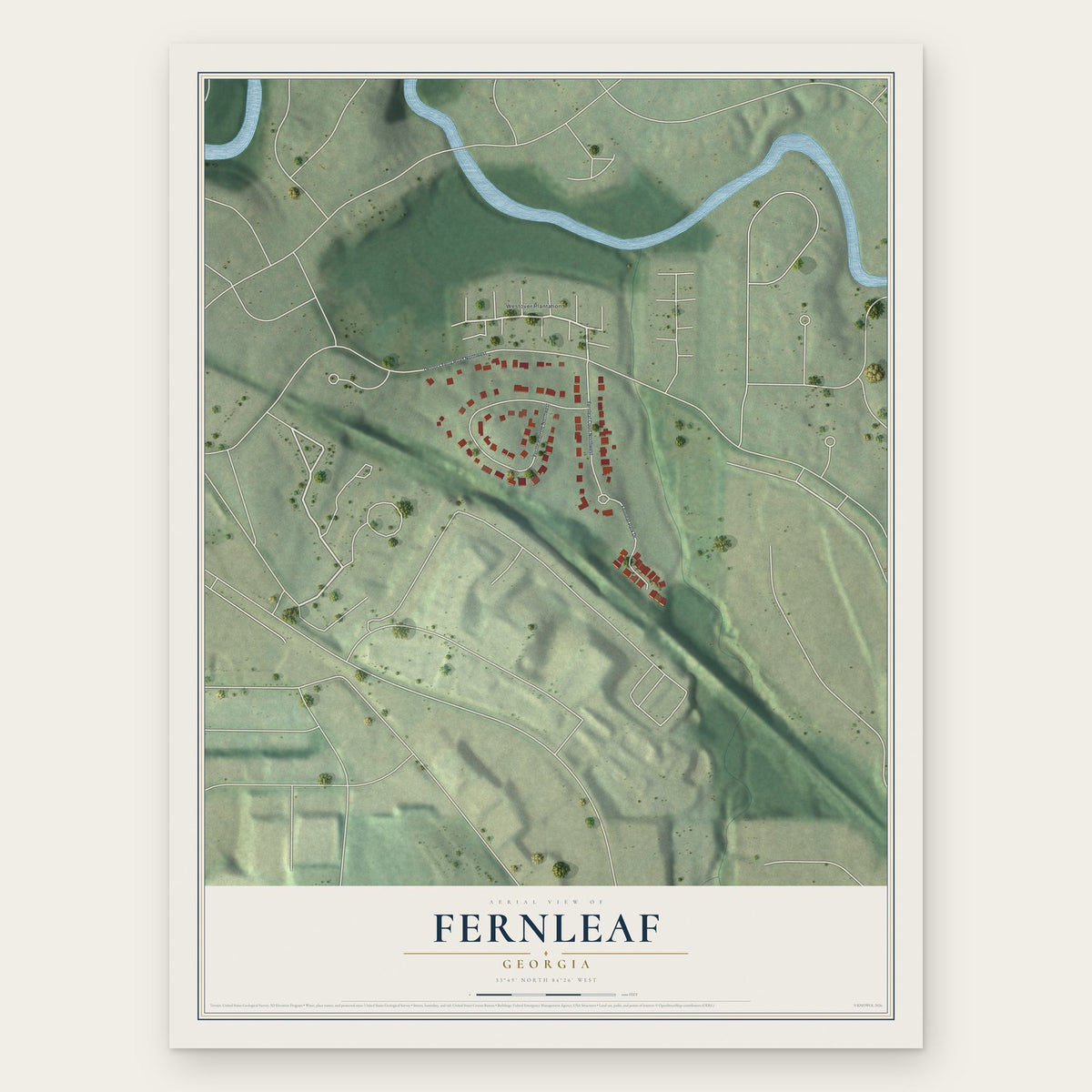 Fernleaf, Georgia map print, the full design
