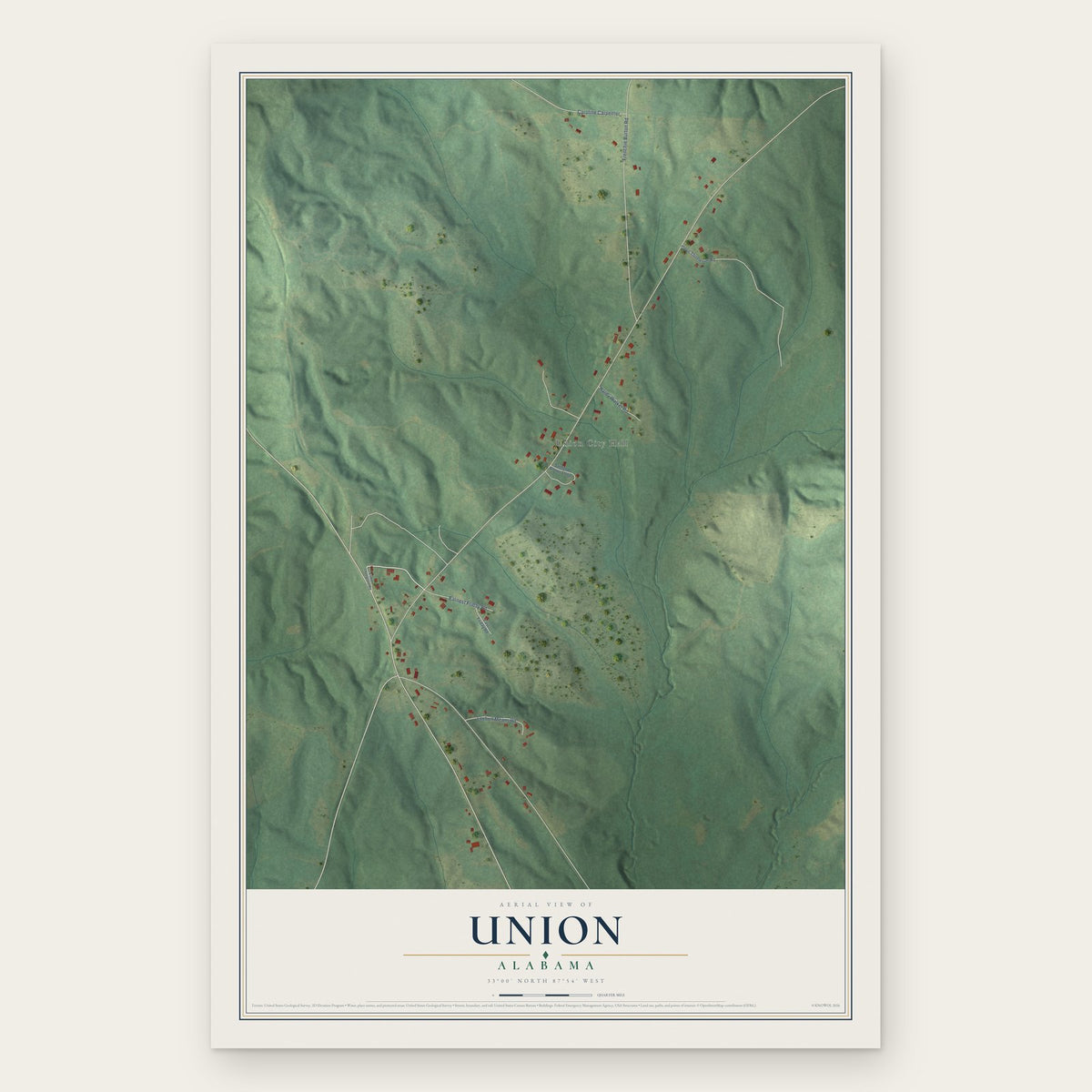 Union, Alabama map print, the full design