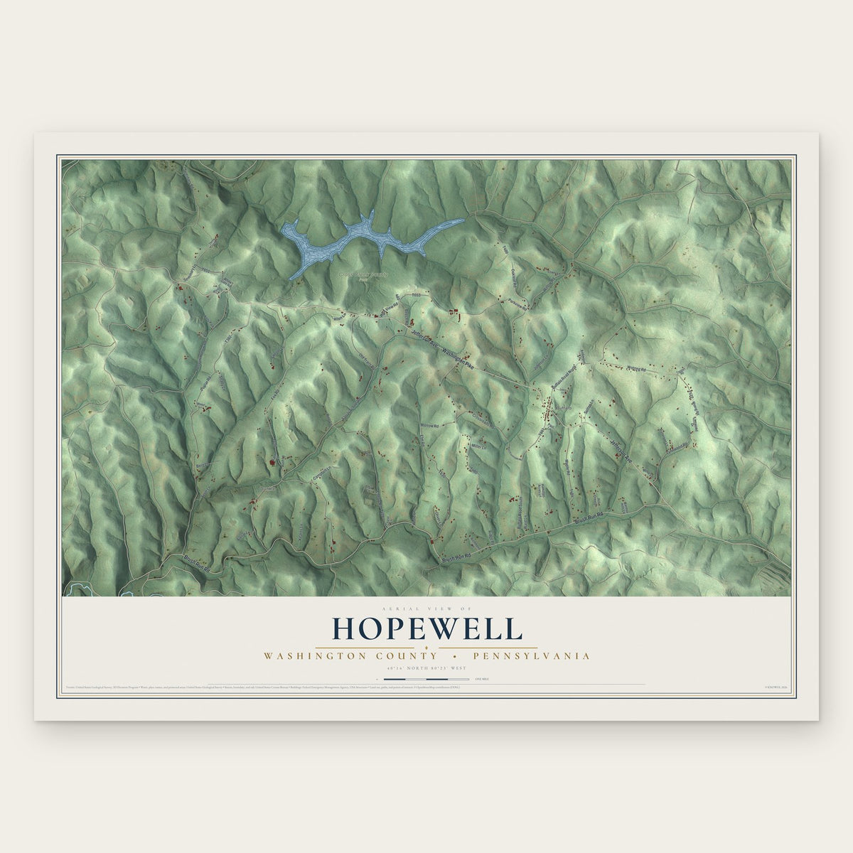 Hopewell, Washington County, Pennsylvania map print, the full design