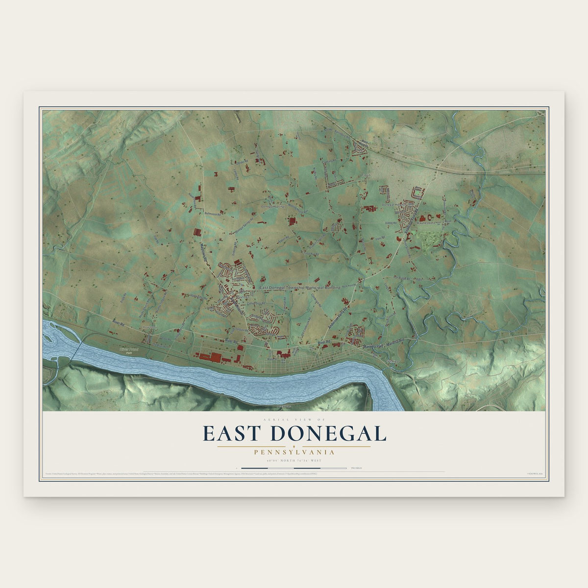 East Donegal, Pennsylvania map print, the full design