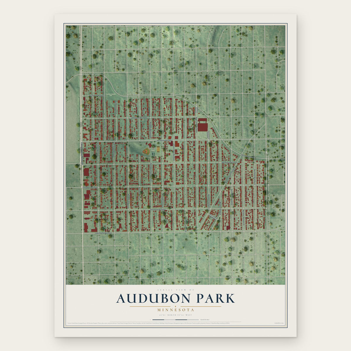 Audubon Park, Minnesota map print, the full design