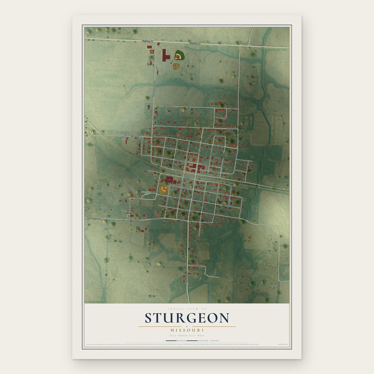 Sturgeon, Missouri map print, the full design