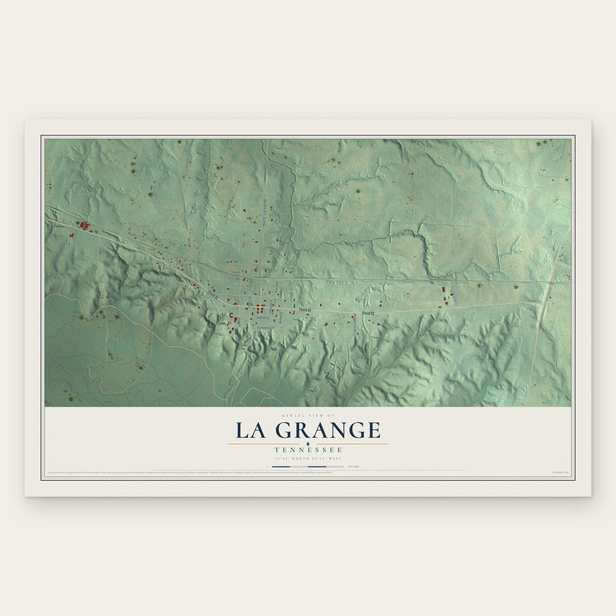 La Grange, Tennessee map print, the full design