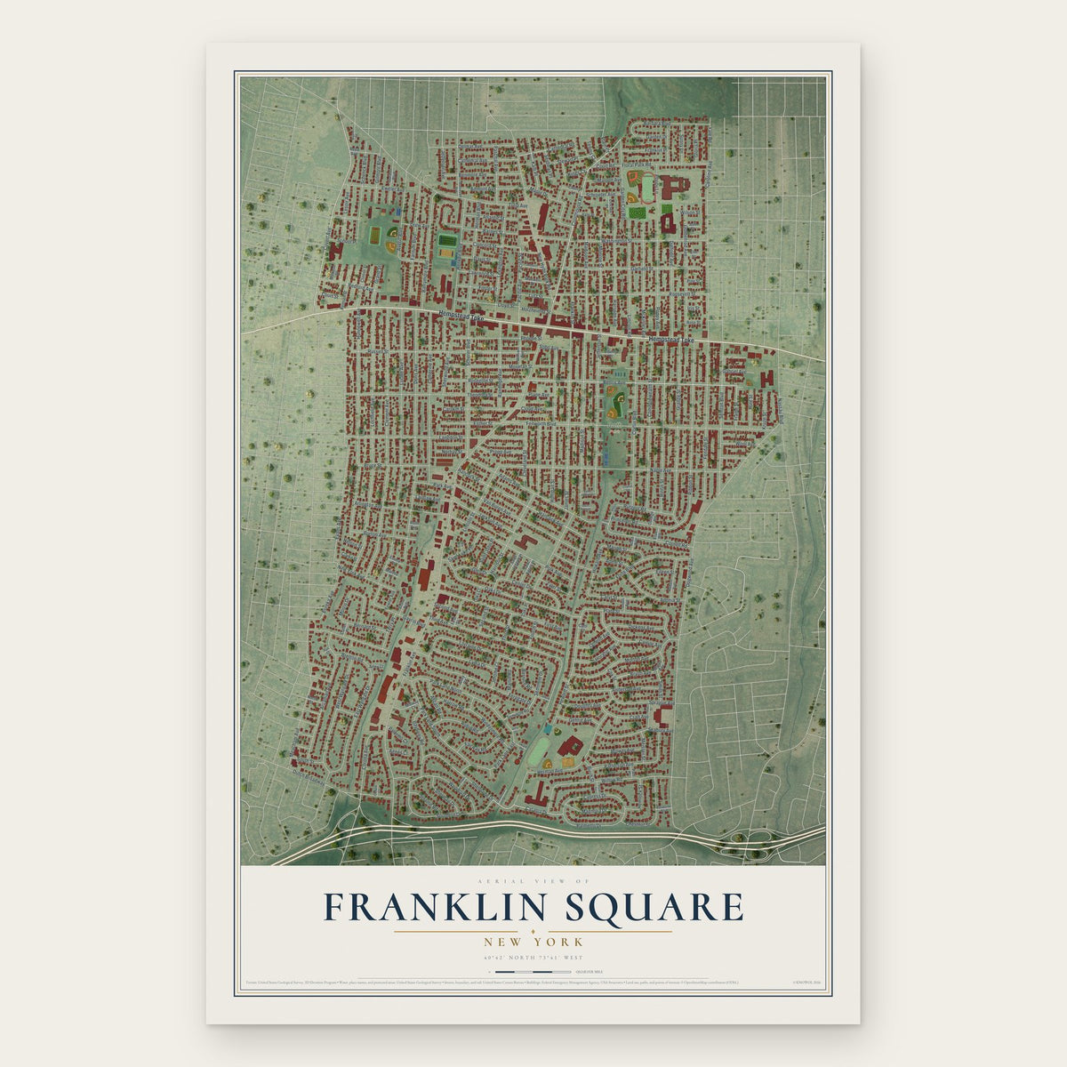 Franklin Square, New York map print, the full design