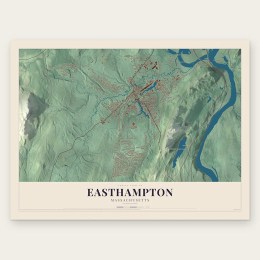 Easthampton, Massachusetts map print, the full design