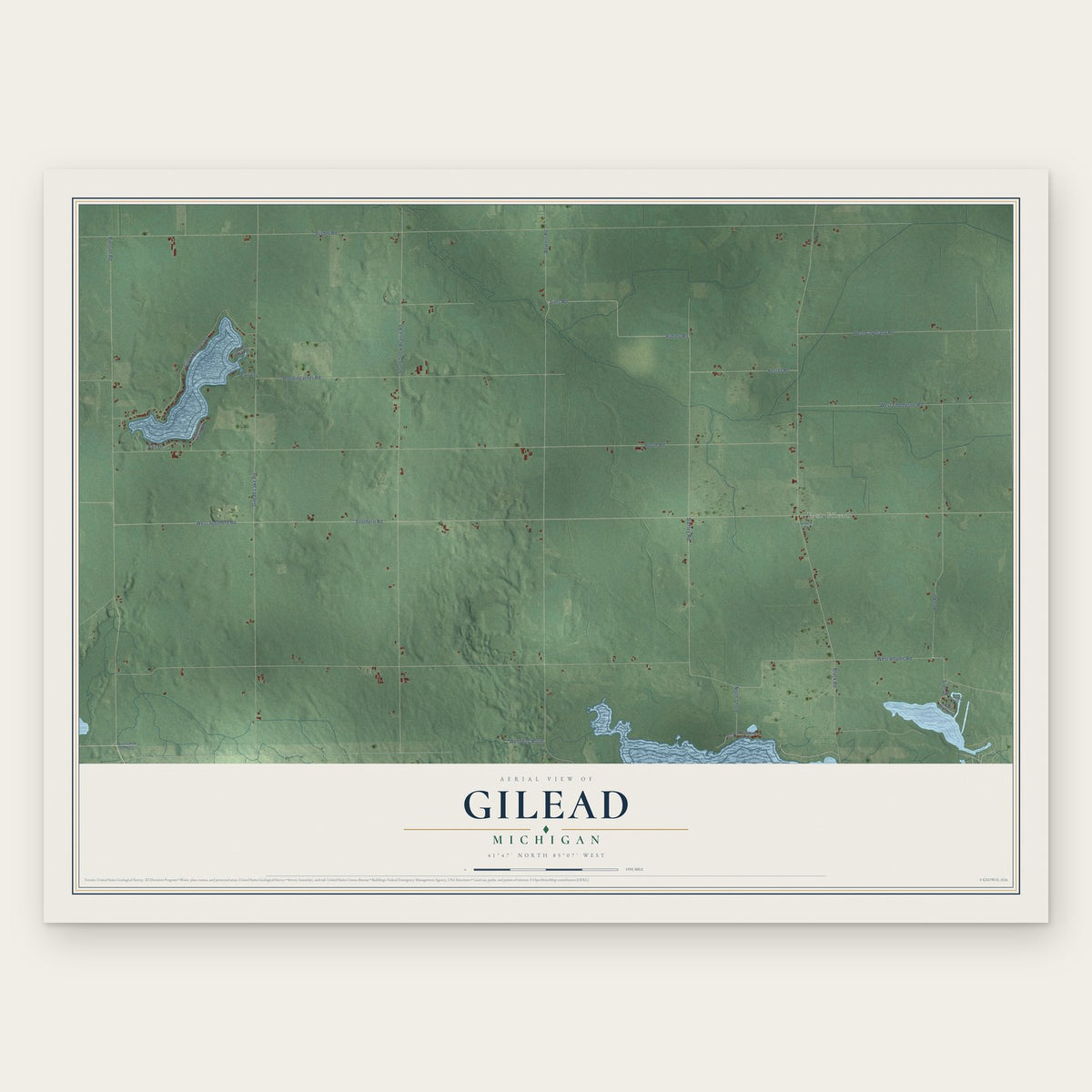 Gilead, Michigan map print, the full design
