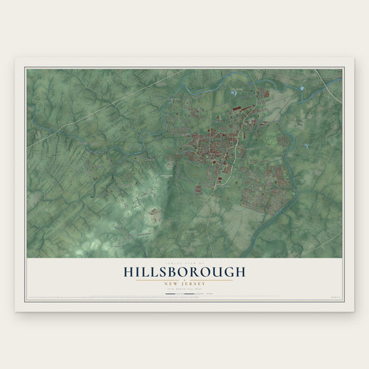 Hillsborough, New Jersey map print, the full design