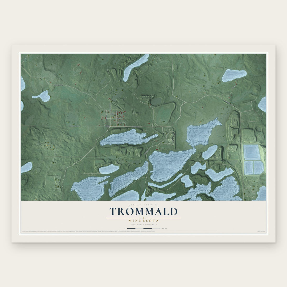Trommald, Minnesota map print, the full design