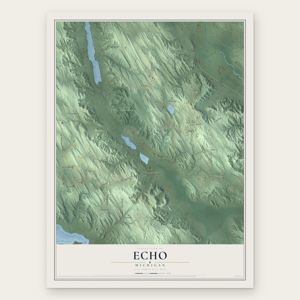 Echo, Michigan map print, the full design