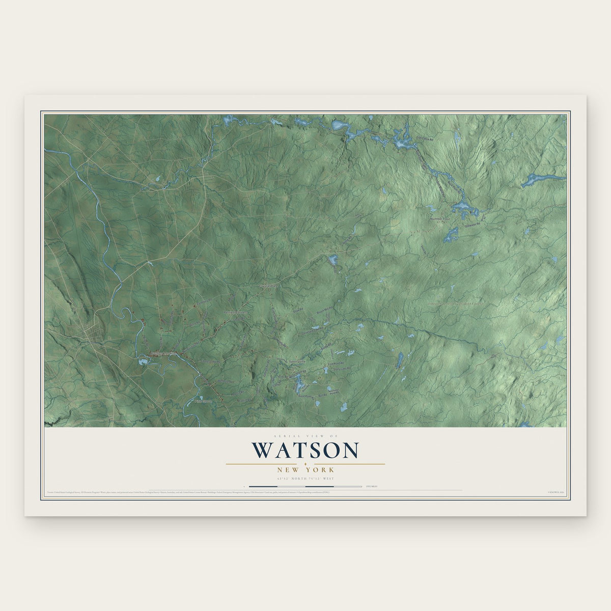Watson, New York map print, the full design