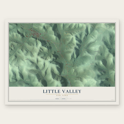 Little Valley, New York map print, the full design