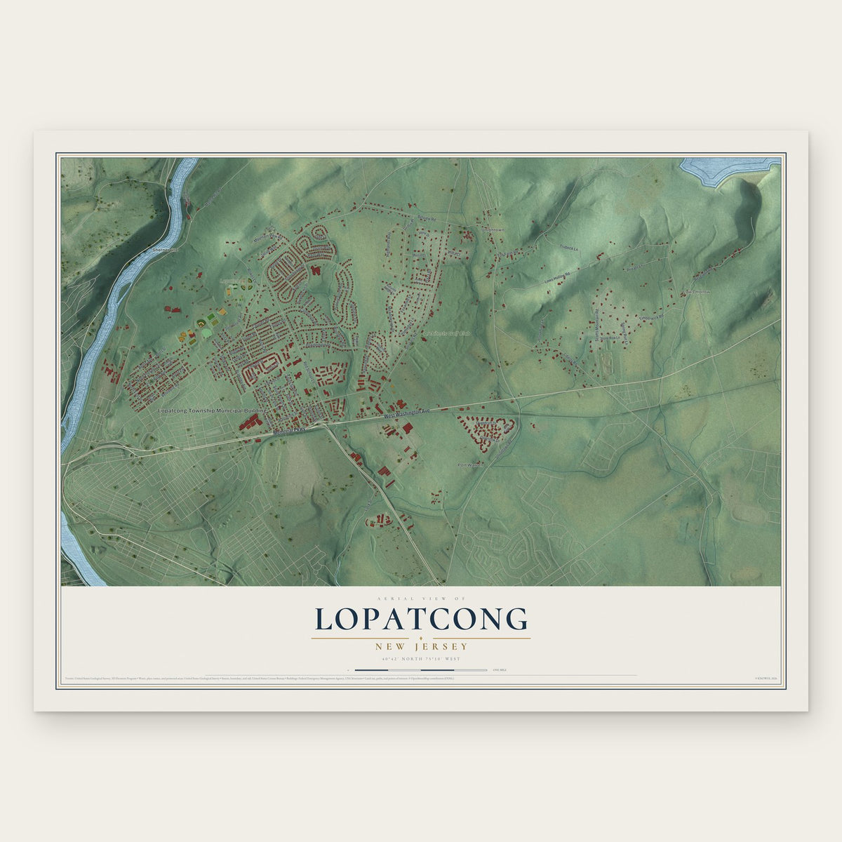 Lopatcong, New Jersey map print, the full design