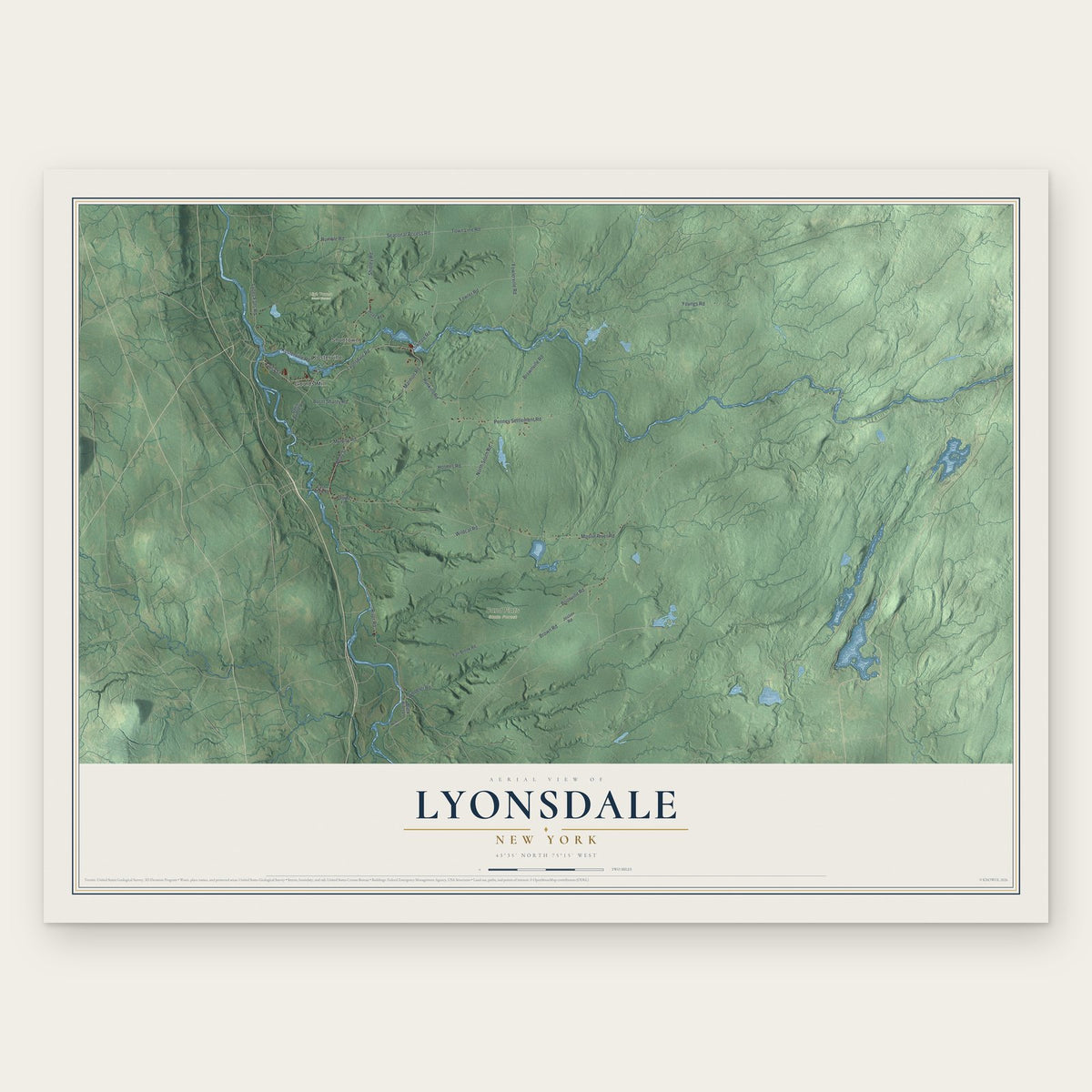 Lyonsdale, New York map print, the full design