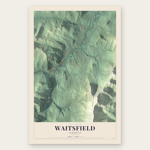Waitsfield, Vermont map print, the full design
