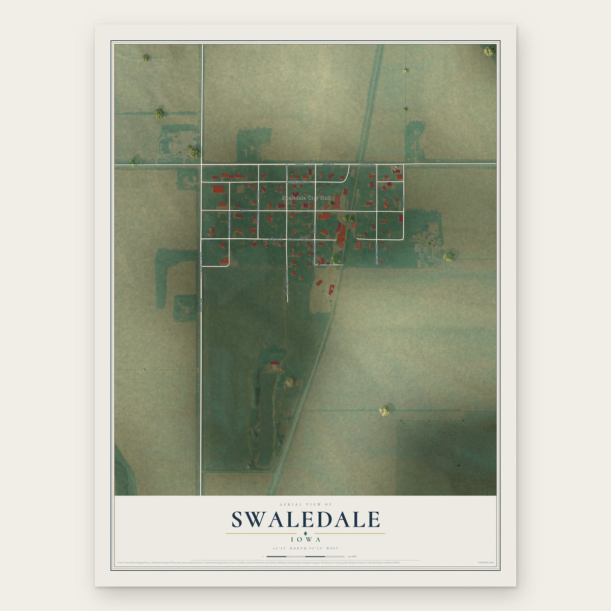 Swaledale, Iowa map print, the full design