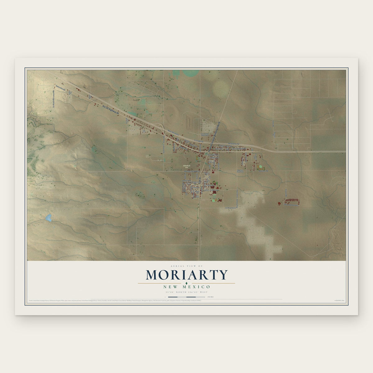 Moriarty, New Mexico map print, the full design