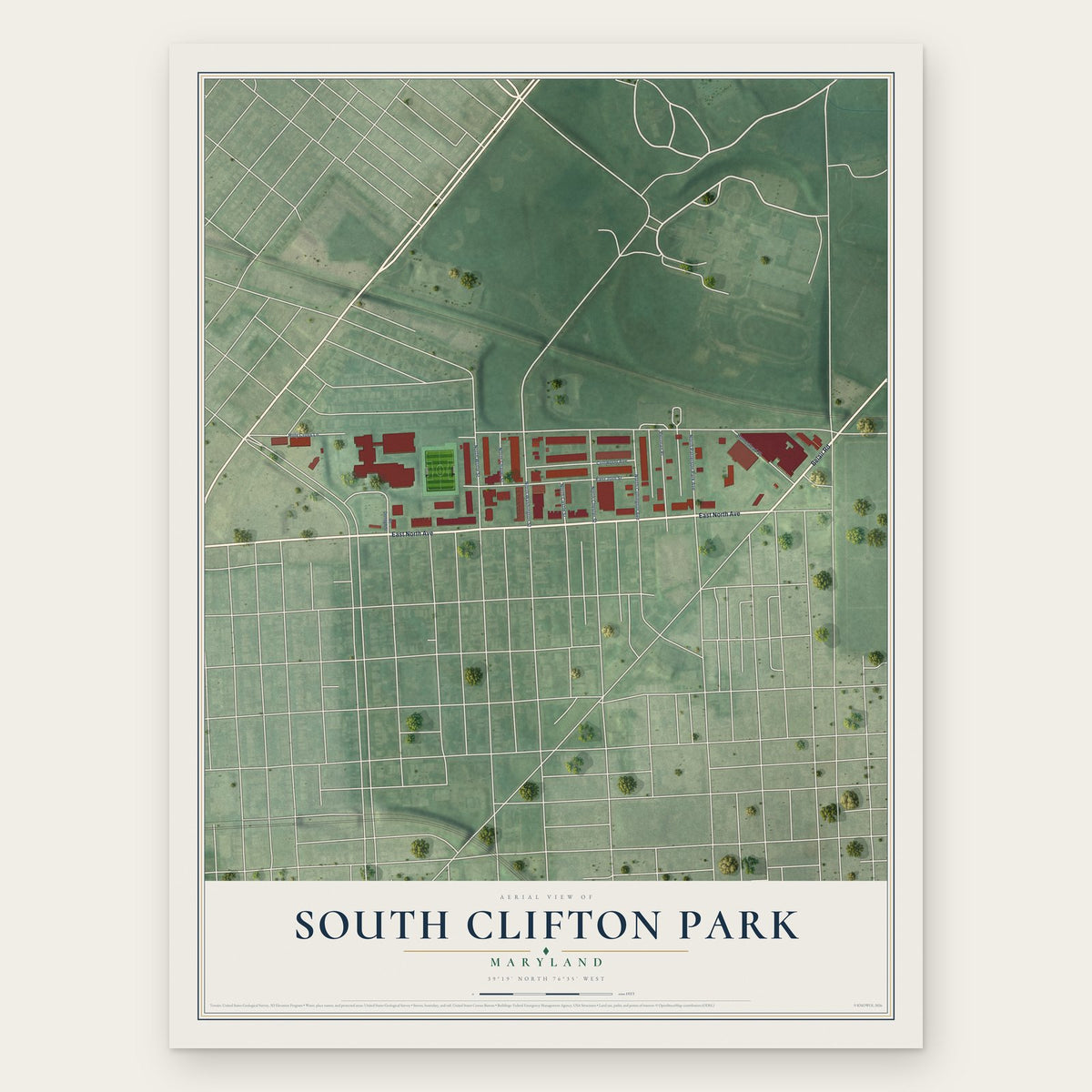 South Clifton Park, Maryland map print, the full design