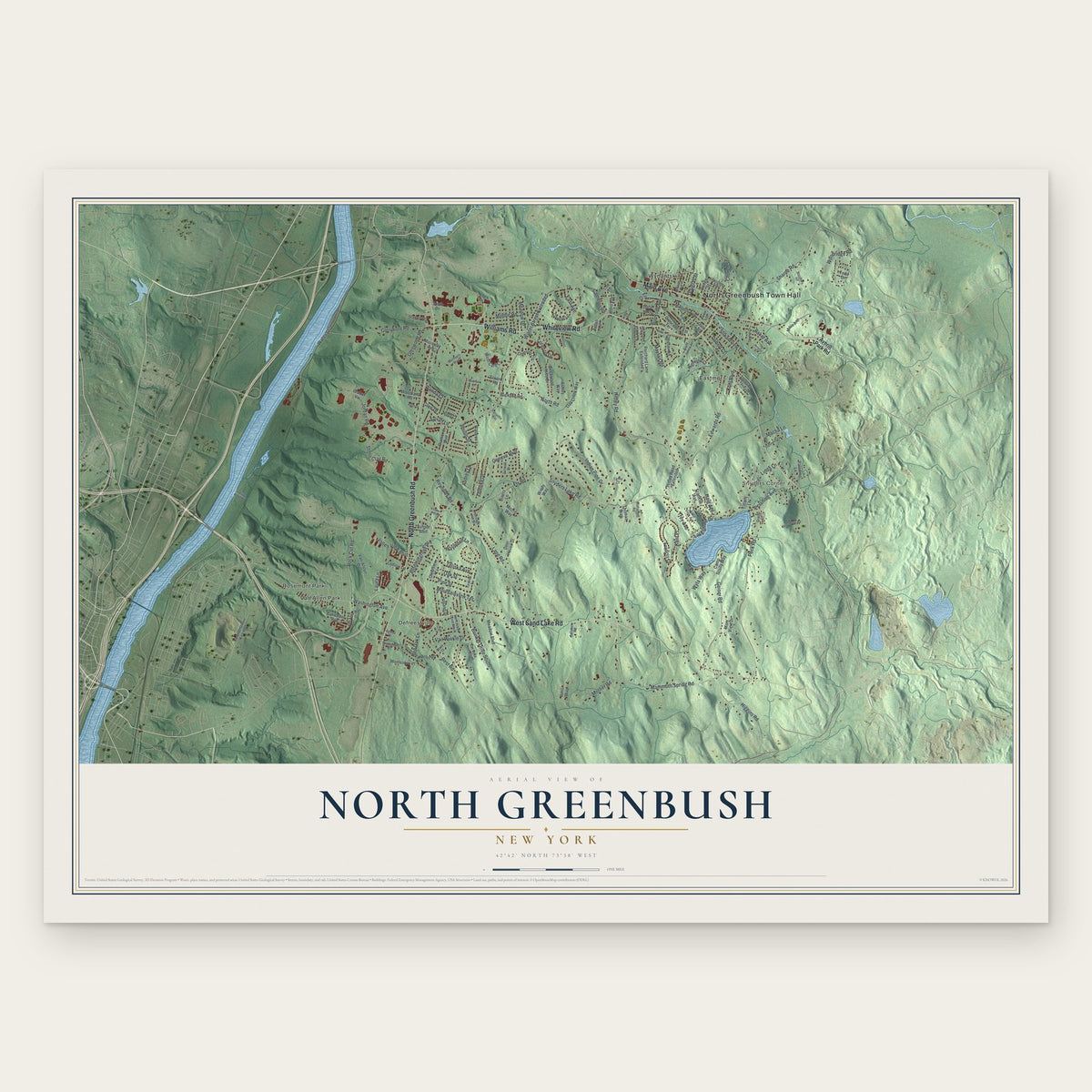 North Greenbush, New York map print, the full design
