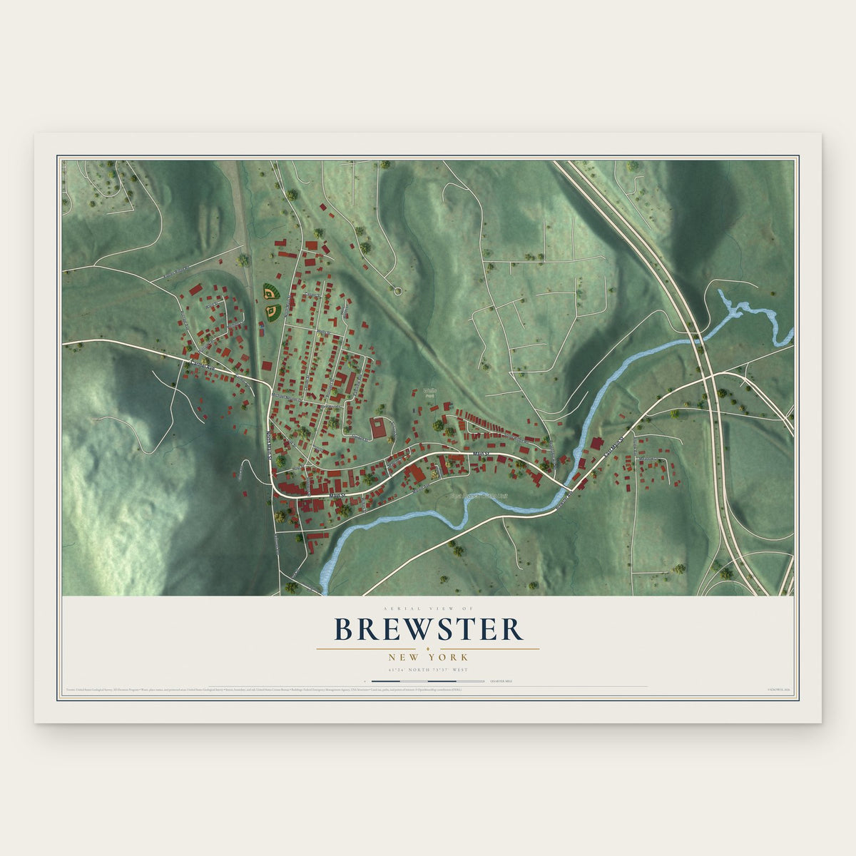 Brewster, New York map print, the full design