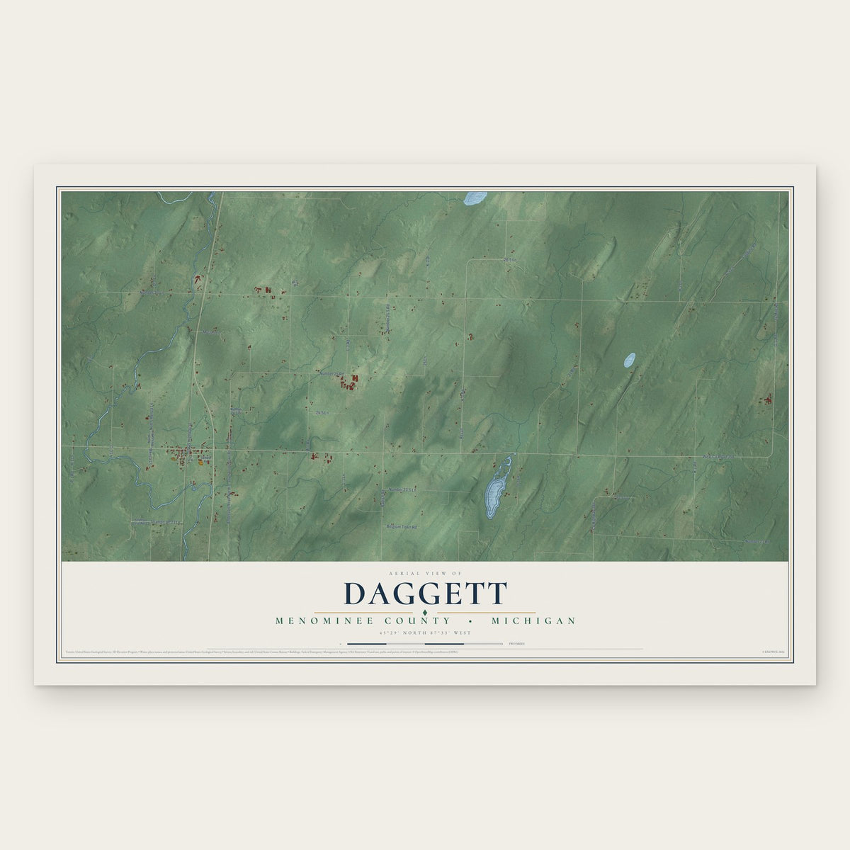 Daggett, Menominee County, Michigan map print, the full design