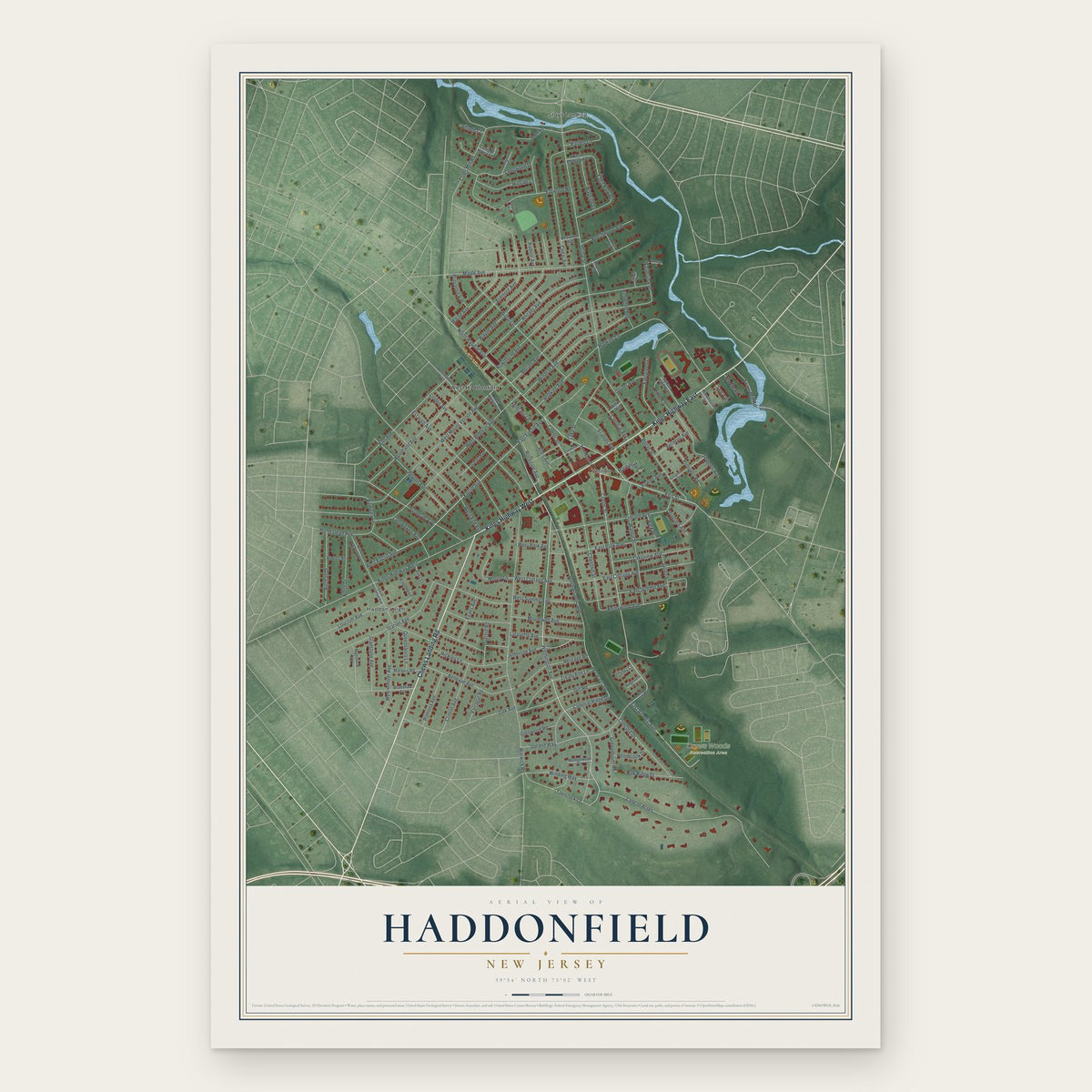 Haddonfield, New Jersey map print, the full design