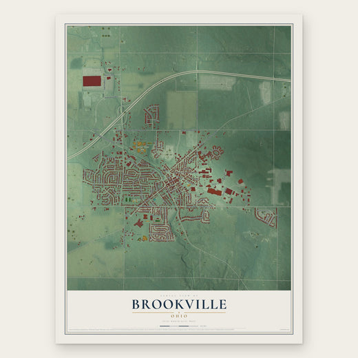 Brookville, Ohio map print, the full design