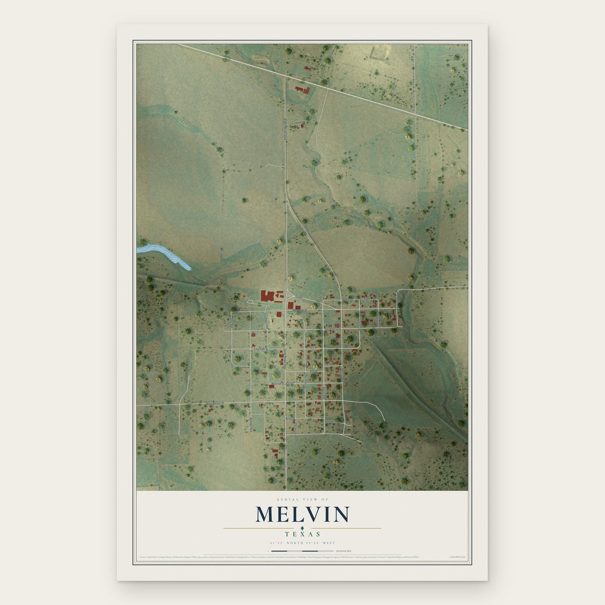 Melvin, Texas map print, the full design