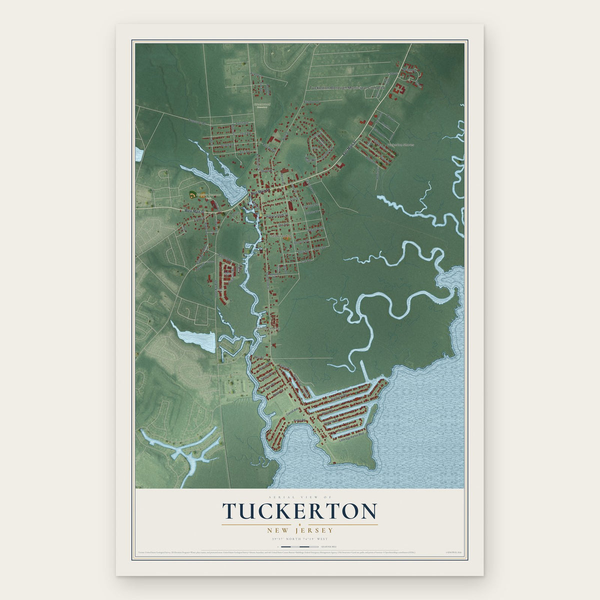 Tuckerton, New Jersey map print, the full design