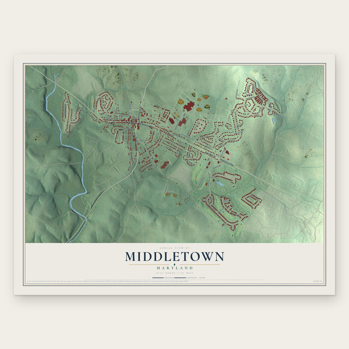 Middletown, Maryland map print, the full design