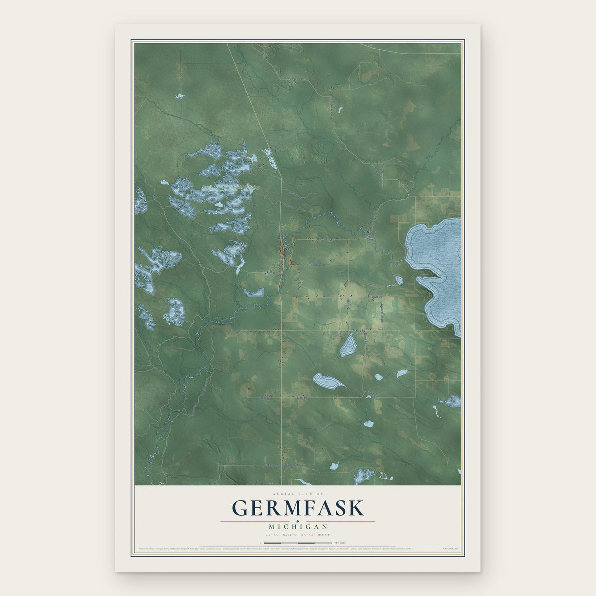 Germfask, Michigan map print, the full design