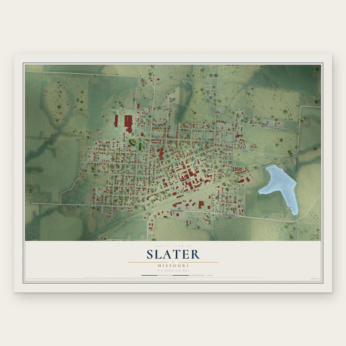 Slater, Missouri map print, the full design