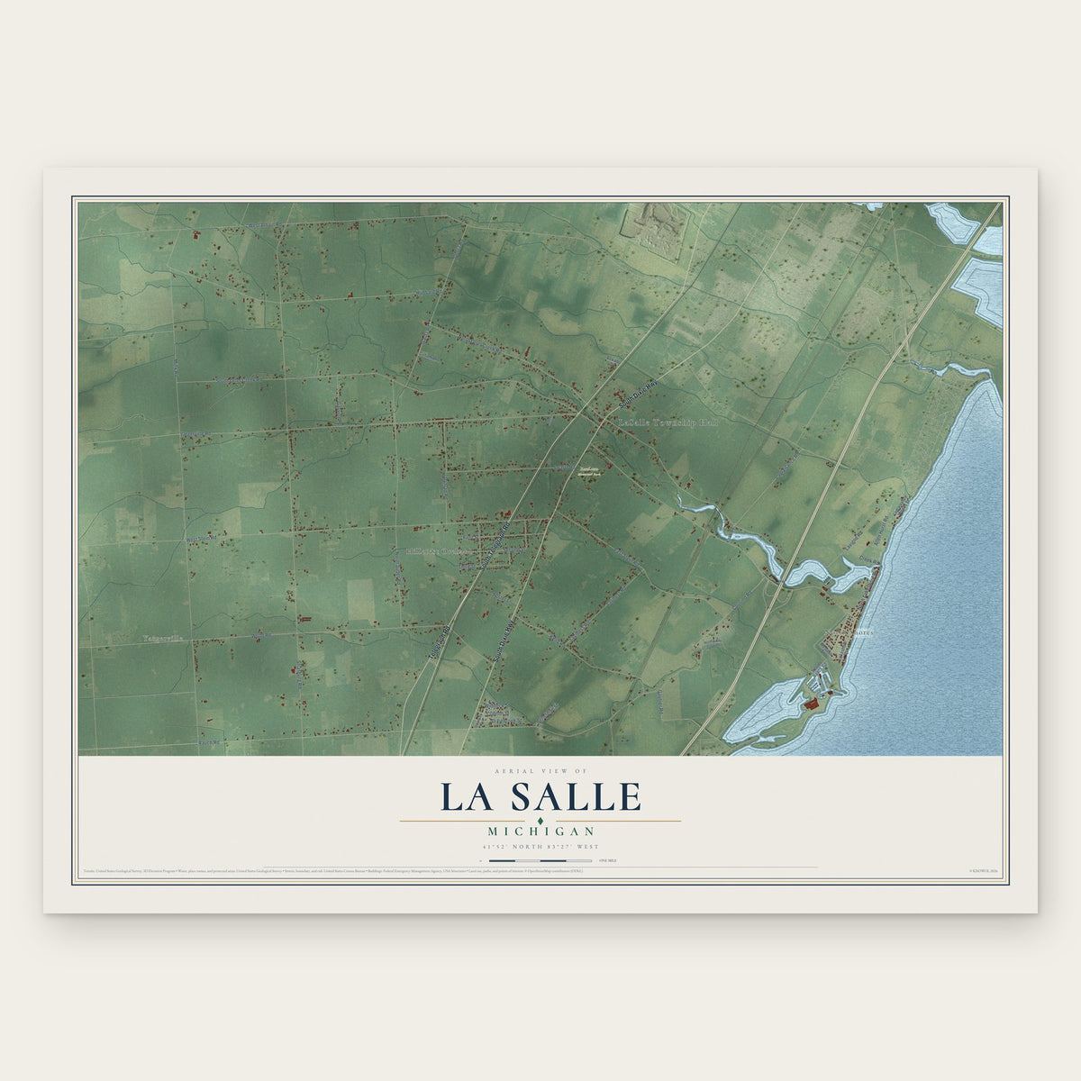 La Salle, Michigan map print, the full design