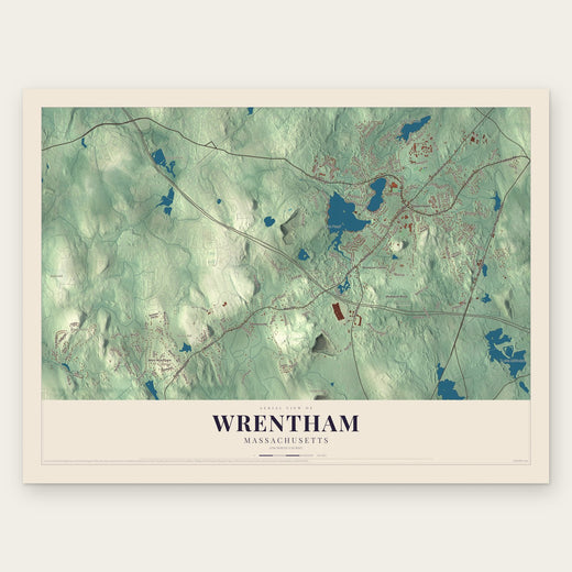 Wrentham, Massachusetts map print, the full design