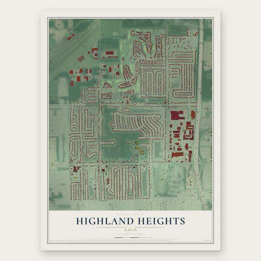 Highland Heights, Ohio map print, the full design