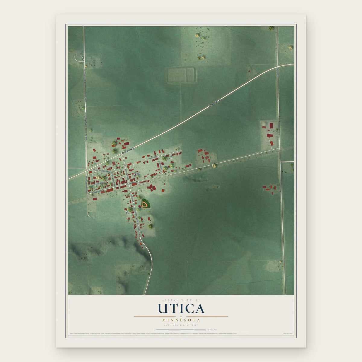 Utica, Minnesota map print, the full design