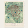 Newton, Massachusetts map print, the full design