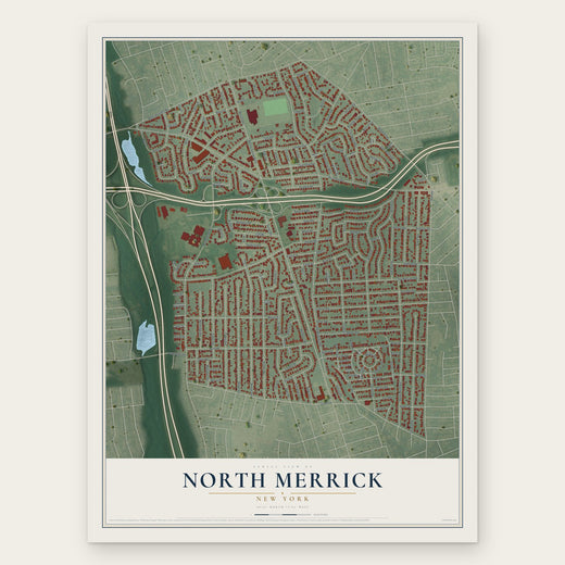 North Merrick, New York map print, the full design